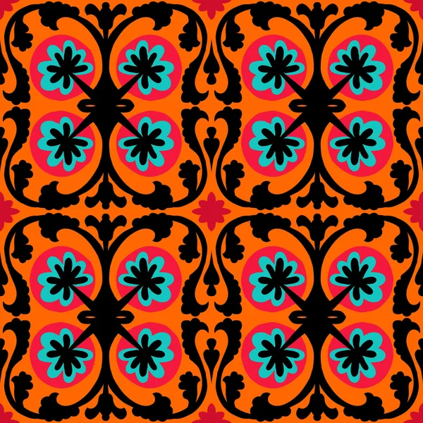 Suzani pattern with Uzbek and Kazakh motifs — Stock Vector