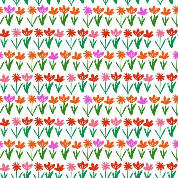 Grunge pattern with small hand drawn flowers. — Stock Vector
