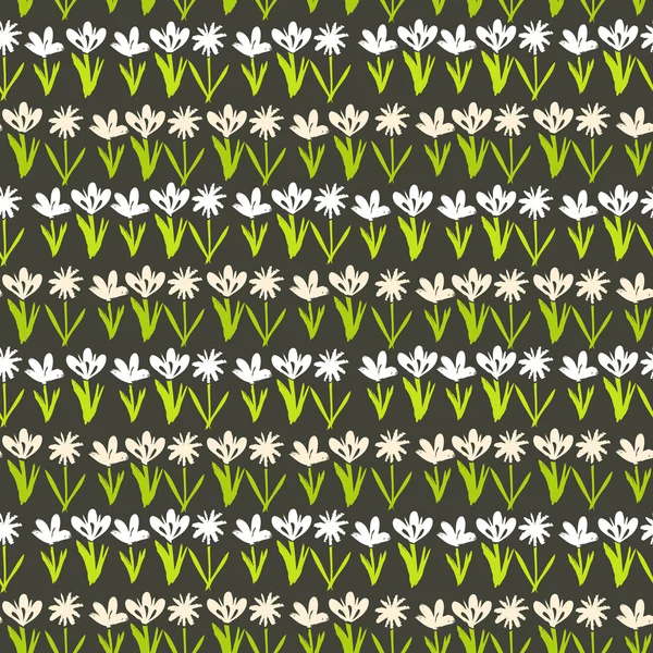Grunge pattern with small hand drawn flowers. — Stock Vector