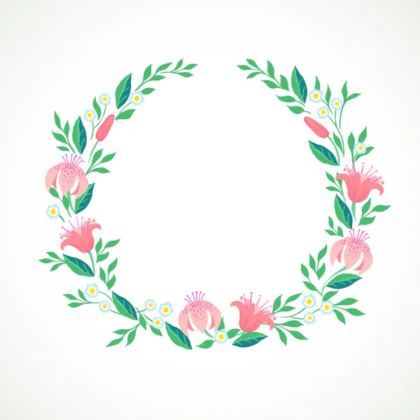 Illustration vectorielle d'une couronne de fleurs — Image vectorielle