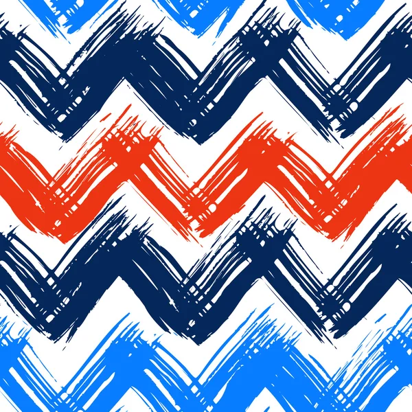 Chevron motif peint à la main avec des coups de pinceau audacieux — Image vectorielle