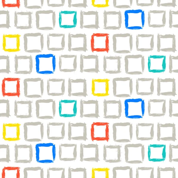 Wzór geometryczny z małych ręcznie malowane kwadraty — Wektor stockowy