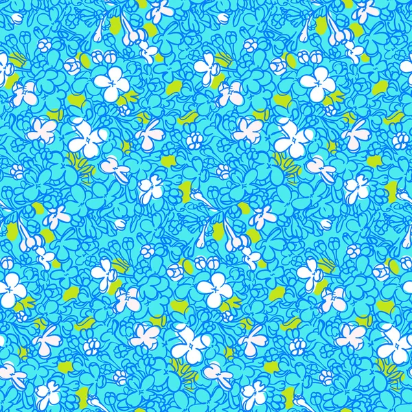 Modèle vectoriel avec des fleurs lilas dessinées à la main — Image vectorielle