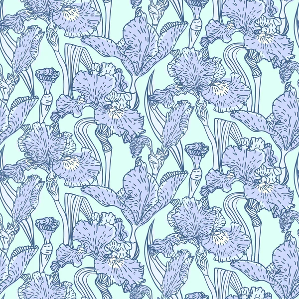 Vintage vektör desen iris çiçek alan ile — Stok Vektör