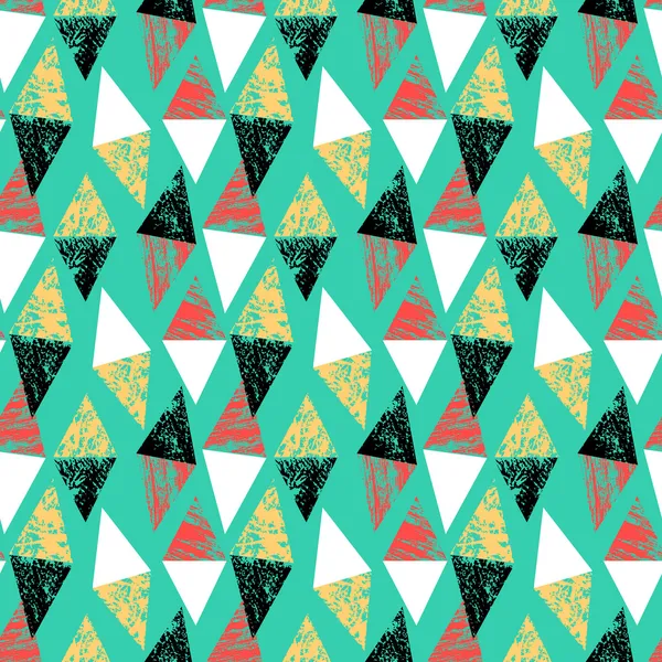 Grunge hand painted pattern with triangles — Stock Vector