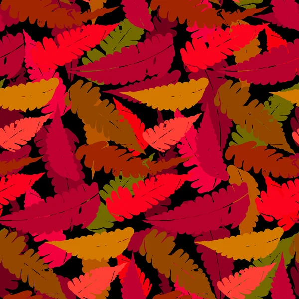垃圾秋天模式与蕨类叶子 — 图库矢量图片