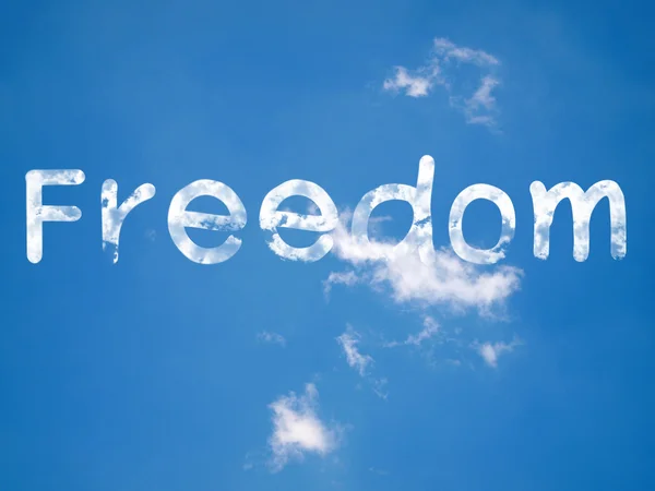 Freedom a cloud massage on sky — Stock Photo, Image