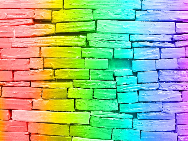 Rainbow cihlová zeď — Stock fotografie
