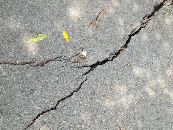 Gamla våta slitna och spruckna asfalt med sprickor — Stockfoto