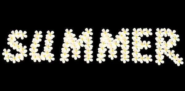 Palavra de verão criado a partir de flor no fundo preto — Fotografia de Stock