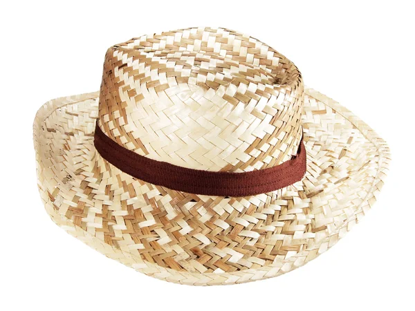 Cappello di paglia isolato su fondo bianco — Foto Stock