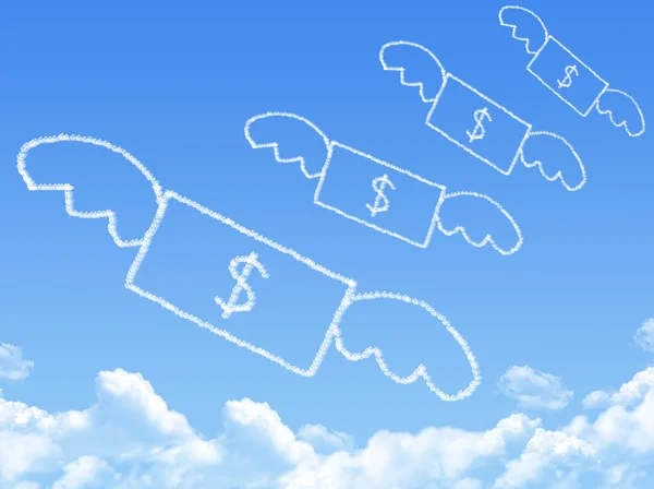Dinheiro voa em forma de nuvem, conceito de sonho — Fotografia de Stock