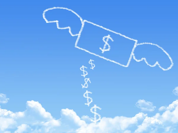 Argent voler sur Cloud en forme, concept de rêve — Photo