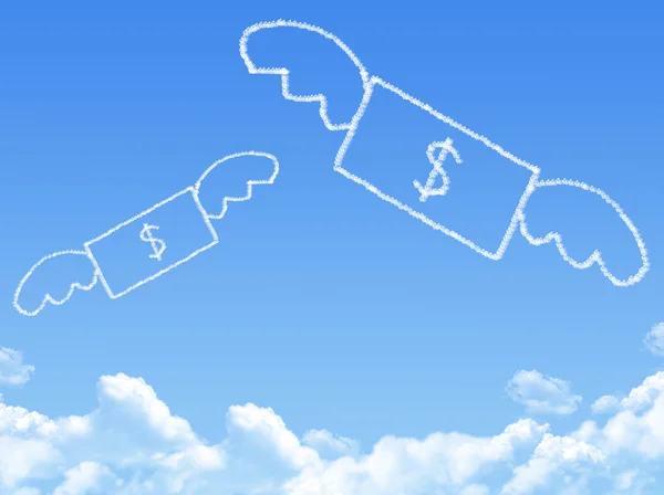 Dinheiro voa em forma de nuvem, conceito de sonho — Fotografia de Stock