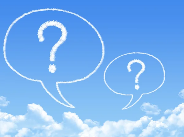 Question marks with speech bubbles shaped cloud — Stock Photo, Image