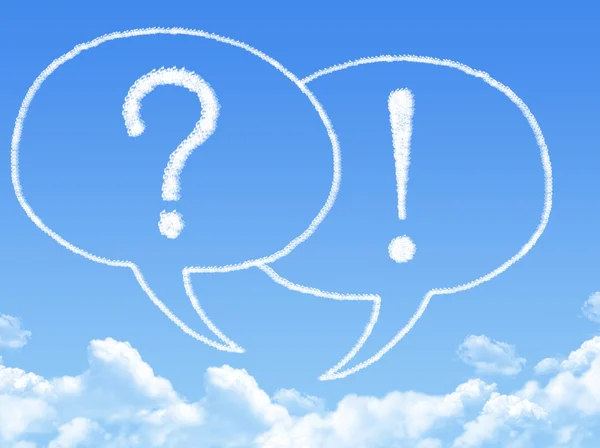 Question and answer marks with speech bubbles shaped cloud — Stock Photo, Image