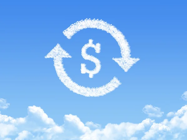 Refinansiera tecken formen moln på himlen — Stockfoto
