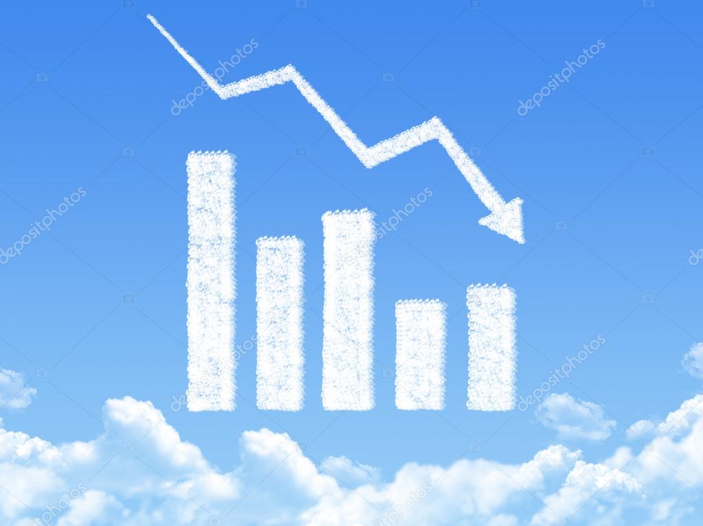 Business down shiny chart cloud shape