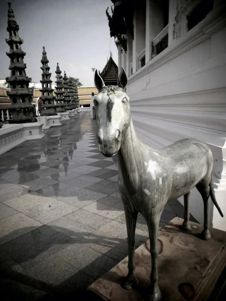 BANGKOK, TAILANDIA - 4 de enero: Estatua de caballo el 4 de enero de 2012 en el antiguo templo budista (Wat Pho), Bangkok, Tailandia —  Fotos de Stock