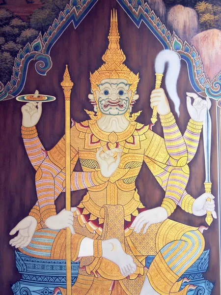 曼谷-泰国-10 月 06： 玉佛寺，曼谷，泰国对 2013 年 10 月 6 日在 ramakien 的一个场景。ramakien 是泰国的民族史诗，源自印度教史诗罗摩衍那. — 图库照片