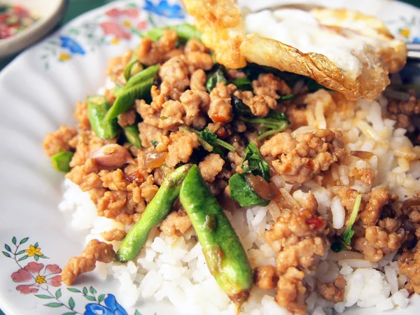 Basil Fried Rice with Pork — Stock Photo, Image