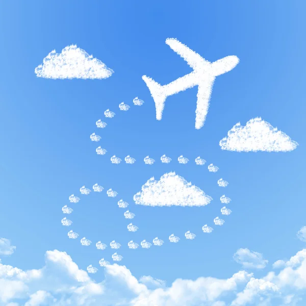 Plane on Cloud shaped ,dream concept — Stock Photo, Image