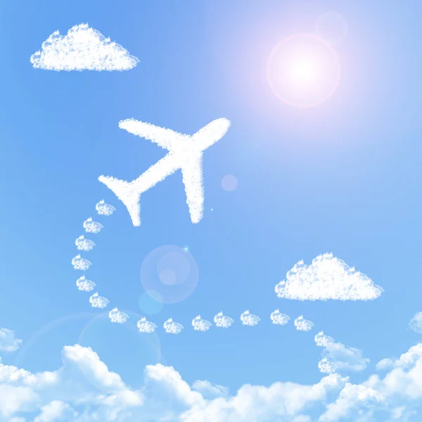 Flugzeug auf Wolke geformt, Traumkonzept — Stockfoto