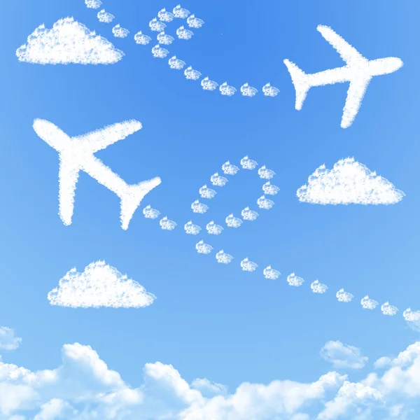 Αεροπλάνο στο σύννεφο σε σχήμα, όνειρο έννοια — Φωτογραφία Αρχείου