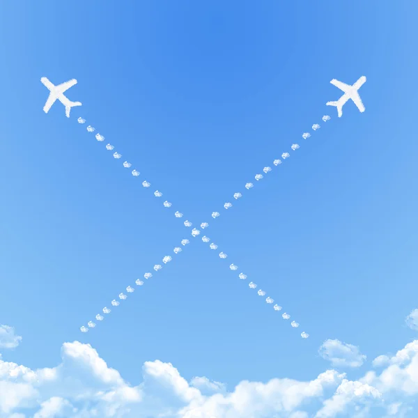 Αεροπλάνο στο σύννεφο σε σχήμα, όνειρο έννοια — Φωτογραφία Αρχείου