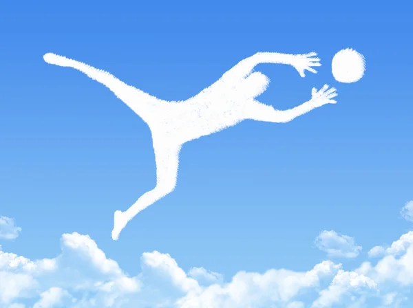Goalkeeper catches the ball cloud shape — Stock Photo, Image