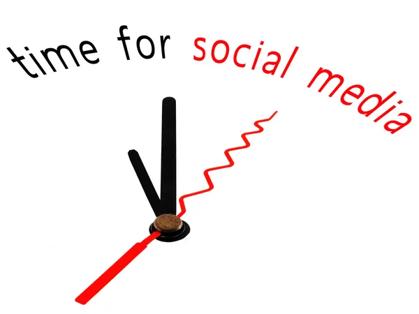 Temps pour les médias sociaux avec concept d'horloge — Photo