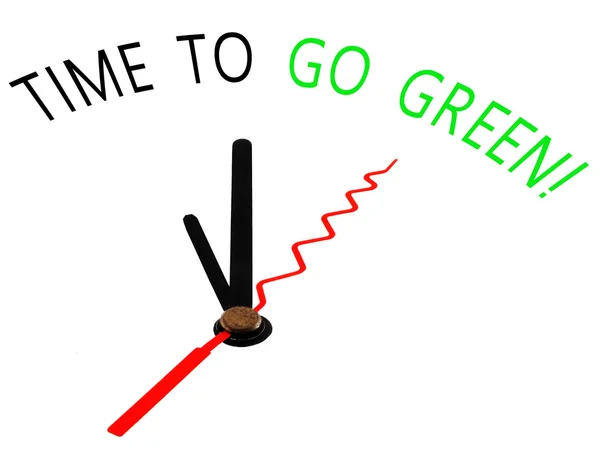 時計のコンセプトと緑色に行く時間 — ストック写真