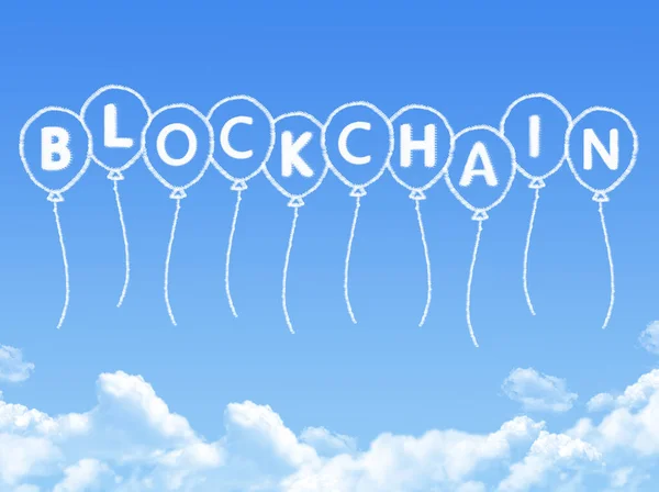 Blockchain Balloon Cloud Shape Blue Sky — Stock Photo, Image