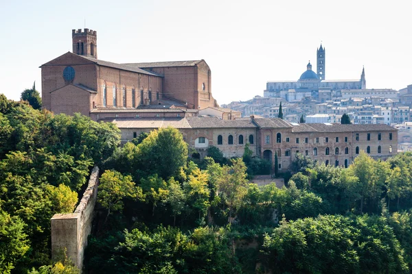 Santa maria Katedrali ve siena şehri tusca manzarayı — Stok fotoğraf