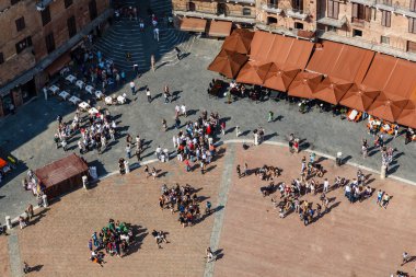 piazza del campo, siena Merkez Meydanı, tuscan havadan görünümü