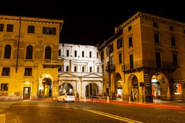 Antik Roma porta borsari kapısında gece, veneto, ita, verona