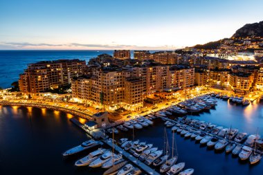 Aerial View on Fontvieille and Monaco Harbor with Luxury Yachts, clipart