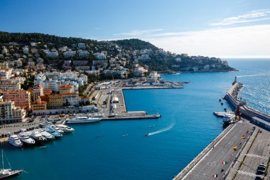 Havadan görünümü güzel liman ve Lüks Yatlar, Fransız Rivierası, f