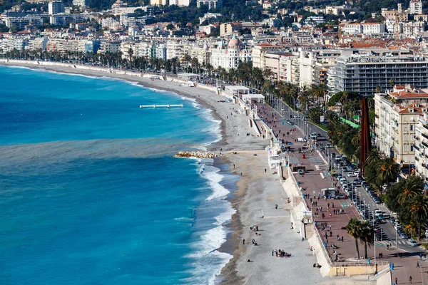 Promenade des Anglais e bela praia em Nice, Rivier francês — Fotografia de Stock
