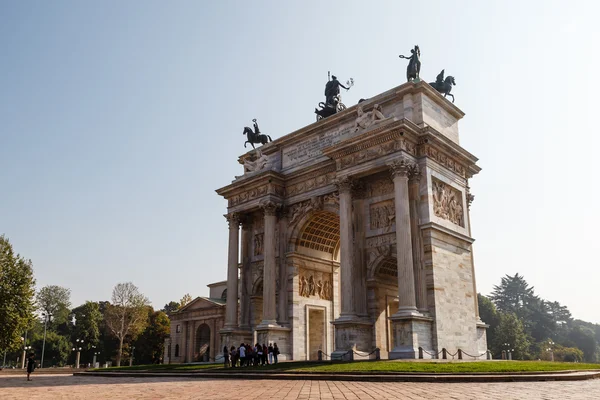 Arco della Pace nel Parco Sempione, Milano, Lombardia, Italia — Foto Stock