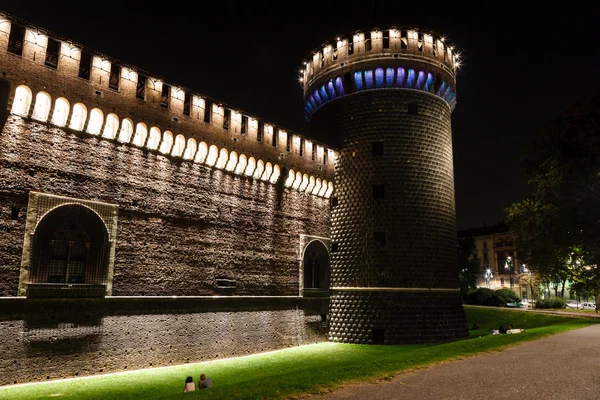 La Muralla Exterior del Castillo Sforzesco (Castillo de Sforza) en Milán, I —  Fotos de Stock