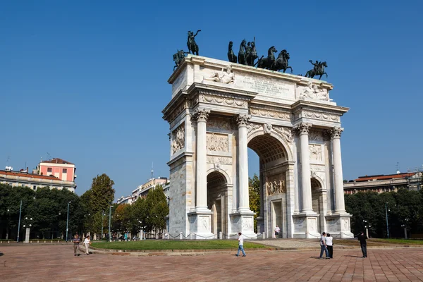 Arch av fred i sempione park, Milano, Lombardiet, Italien — Stockfoto