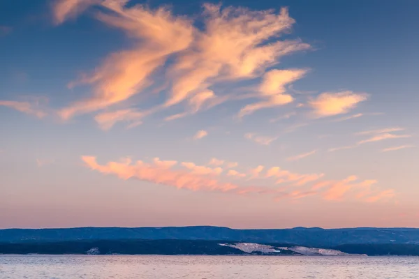 Coucher de soleil sur la Riviera de Makarska, Dalmatie, Croatie — Photo