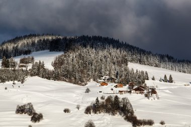 megeve, Köyü dağ yamacında Chalets Fransız alps