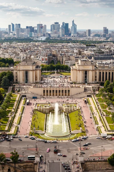 Luchtfoto op trocadero en la verdediging van de Eiffeltoren, p — Stockfoto