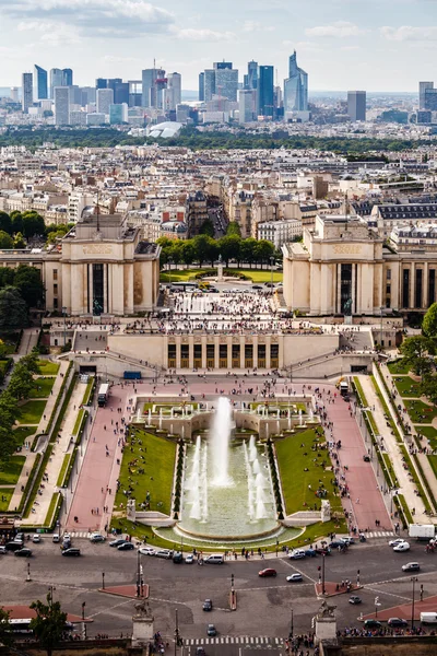 Luchtfoto op trocadero en la verdediging van de Eiffeltoren, p — Stockfoto