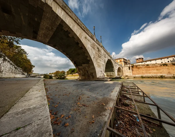 Panorama van de tiber eiland en cestius brug over de rivier tiber, ro — Stockfoto