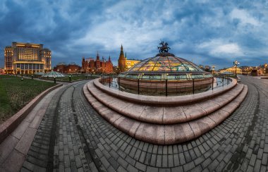 Akşamları, mos modacı Meydanı ve Moskova kremlin Panoraması