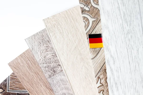 Linoleum Samples Flooring Laying Linoleum German Quality German Flag Linoleum — стоковое фото