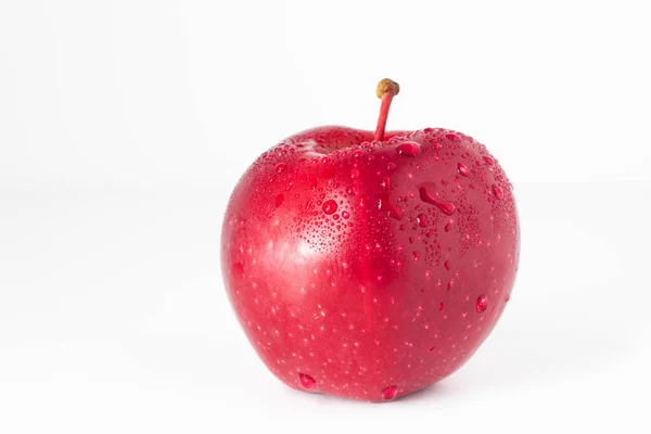 Fresh Apple Juicy Ripe Apple Close White Background Water Splash — Stock Photo, Image